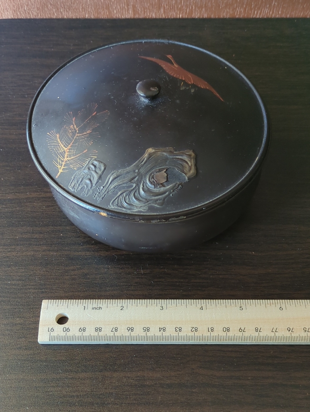 Vintage Black Decorative Lidded Japanese Lacquerware with Gold Accent - Home Art